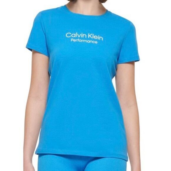 Calvin Klein Performance Women's Logo Tee - Deep Sky Blue Size XS - Picture 1 of 3